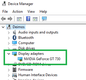 nvida not showing up in display adapters